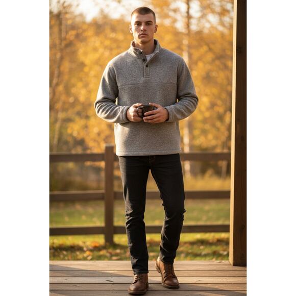 Van Heusen Mens Quarter Zip Pullover Sweater XXL Gray - Picture 1 of 5